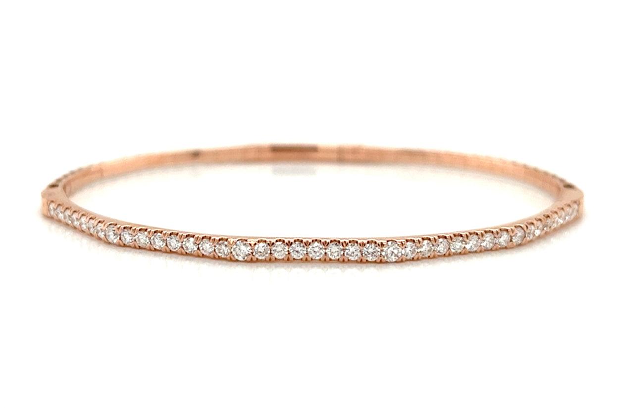 Bracelet 14kt Rose Gold &amp; Diamonds Rigid Tennis - Diamond Tales Fine Jewelry