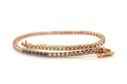 Bracelet 18kt Gold Sapphires &amp; Diamonds Tennis - Diamond Tales Fine Jewelry