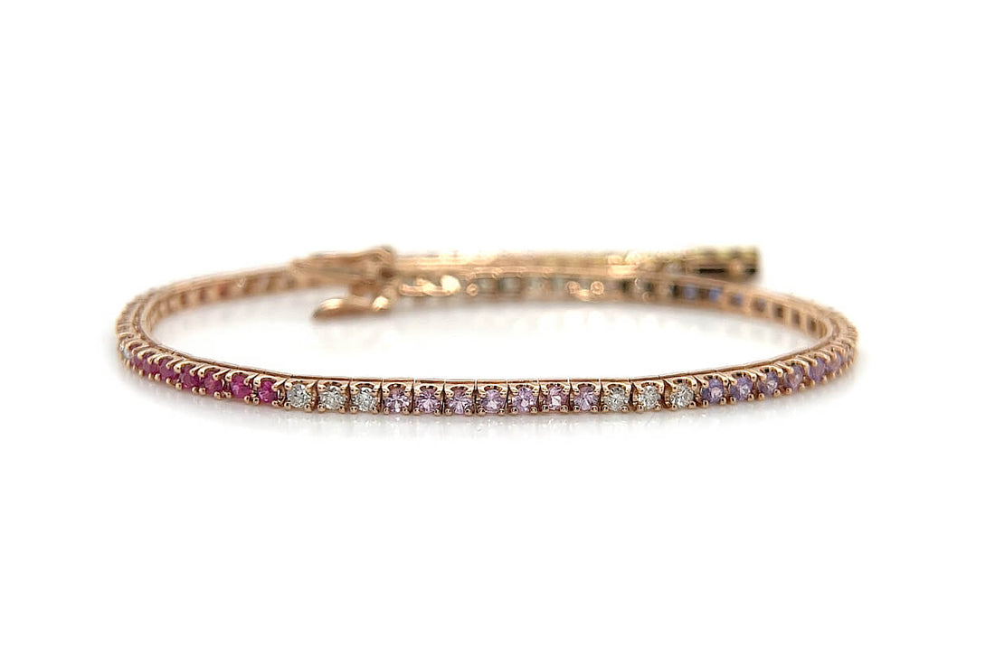 Bracelet 18kt Gold Sapphires &amp; Diamonds Tennis - Diamond Tales Fine Jewelry