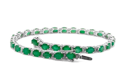 Bracelet 18kt White Gold Emeralds &amp; Diamonds - Diamond Tales Fine Jewelry