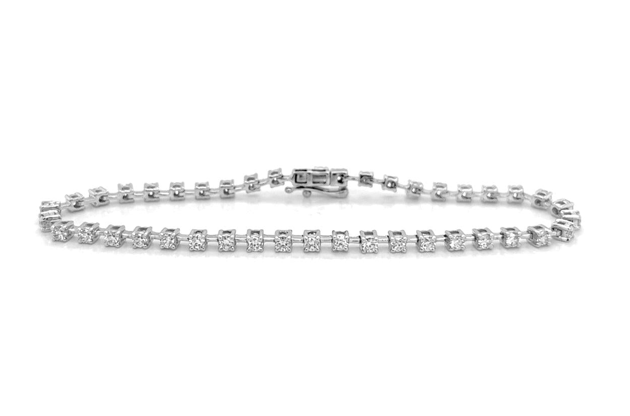 Bracelet 18kt White Gold &amp; Four Prongs Diamonds Tennis - Diamond Tales Fine Jewelry