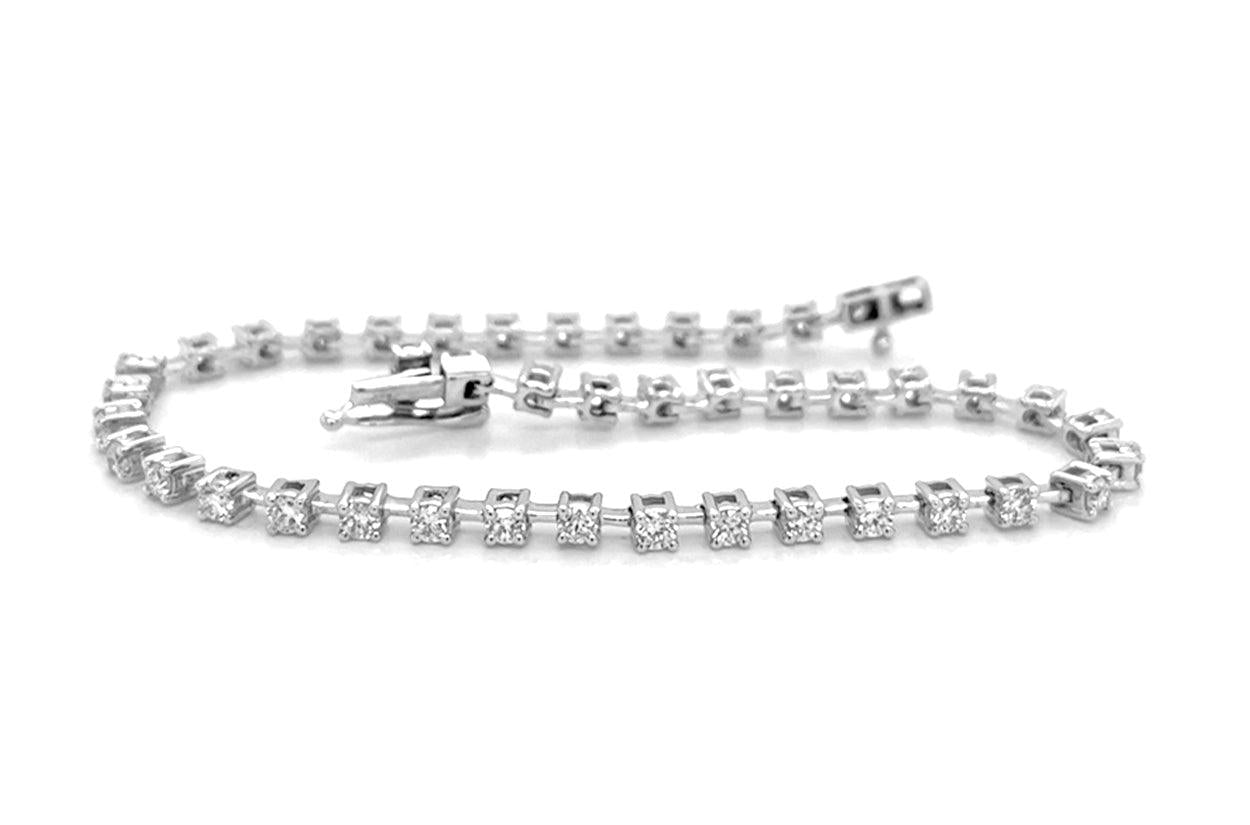 Bracelet 18kt White Gold &amp; Four Prongs Diamonds Tennis - Diamond Tales Fine Jewelry