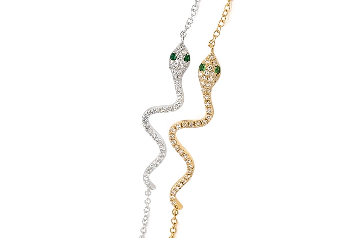 Bracelet Snakes Gold Tsavorite &amp; Diamonds - Diamond Tales Fine Jewelry