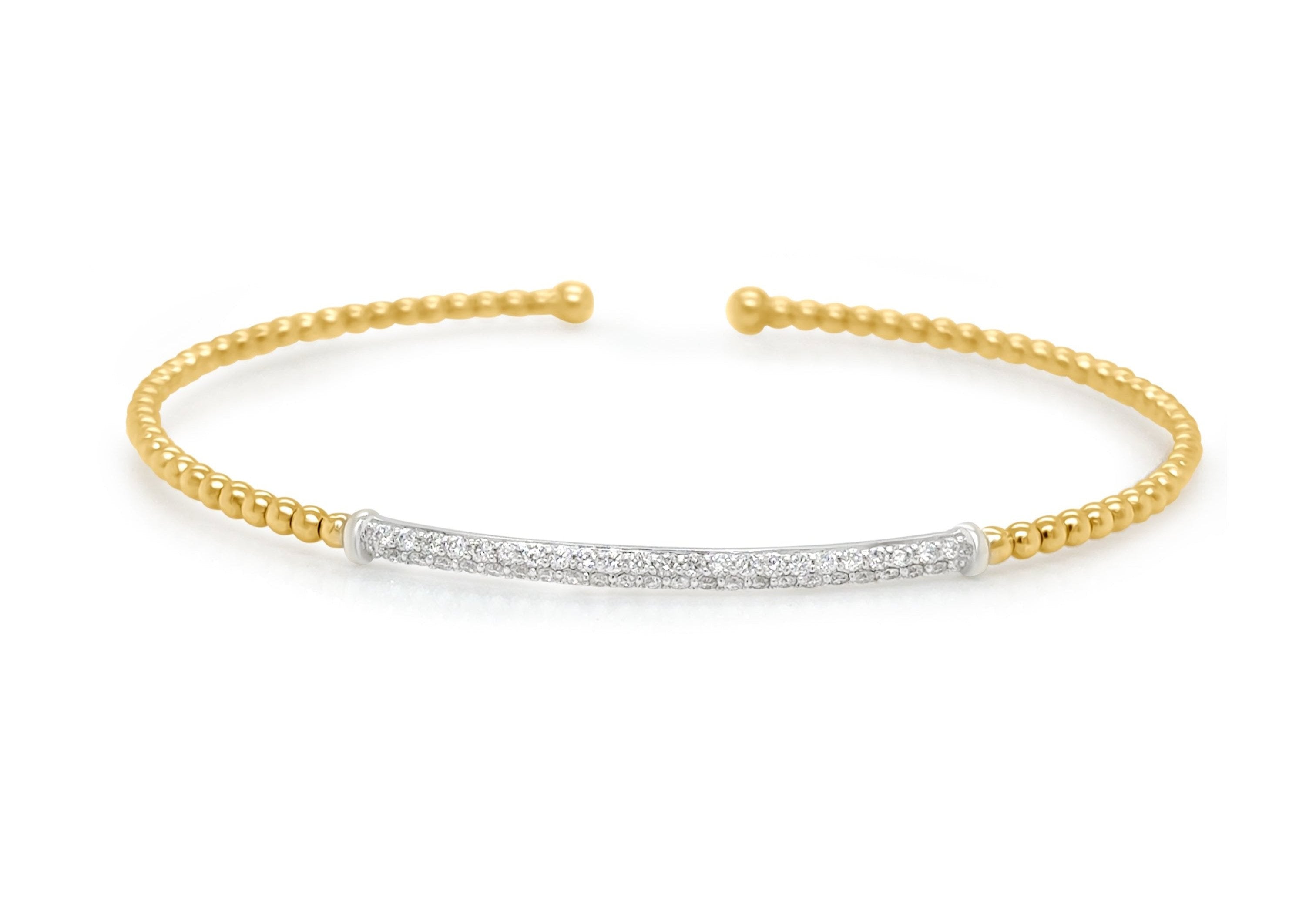 Bracelet 18k Yellow-White Gold &amp; Diamonds Open Cuff