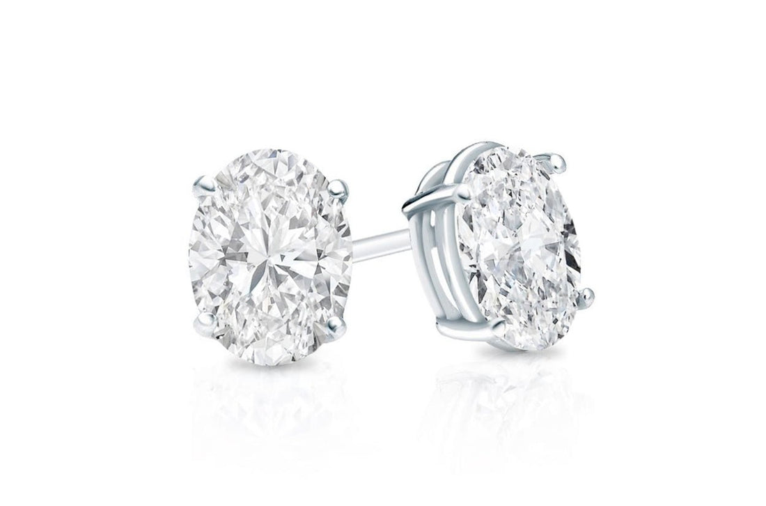 Earrings 0.51cts Oval Diamonds 18kt Gold Studs Early Winter Collection - Diamond Tales Fine Jewelry