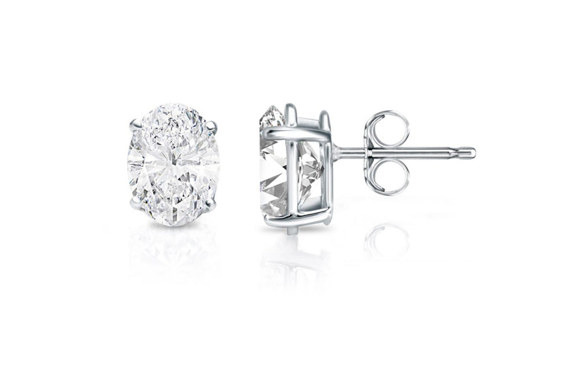 Earrings 0.51cts Oval Diamonds 18kt Gold Studs Early Winter Collection - Diamond Tales Fine Jewelry