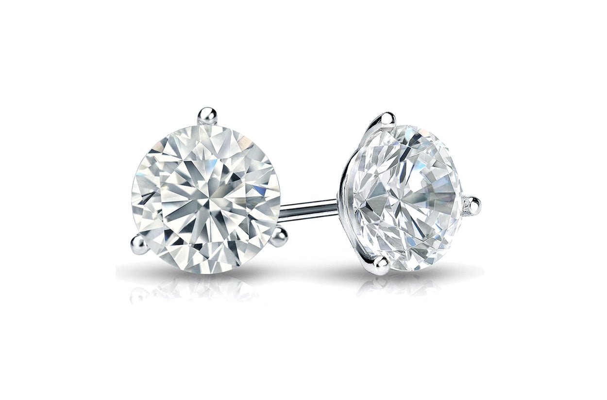 Earrings 0.94 cts Natural Round Diamonds H SI1 SI2 18kt Gold Studs - Diamond Tales Fine Jewelry