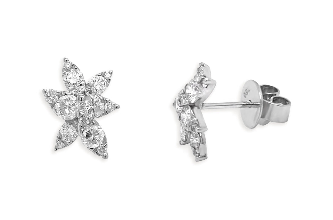 Earrings 1.10cts Diamonds Asymmetrical Shape 18kt Gold - Diamond Tales Fine Jewelry