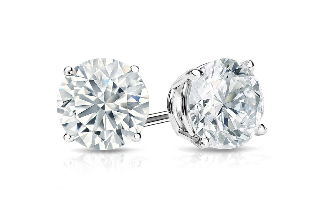 Earrings 1.41cts Natural Round Diamonds I I1 18kt Gold Studs - Diamond Tales Fine Jewelry