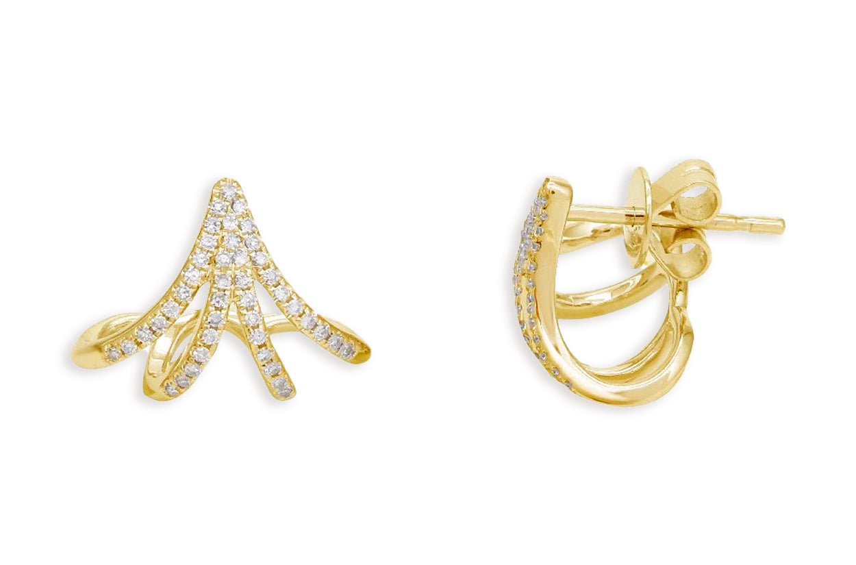 Earrings 14kt Gold Lobe Stud Claw &amp; Diamonds