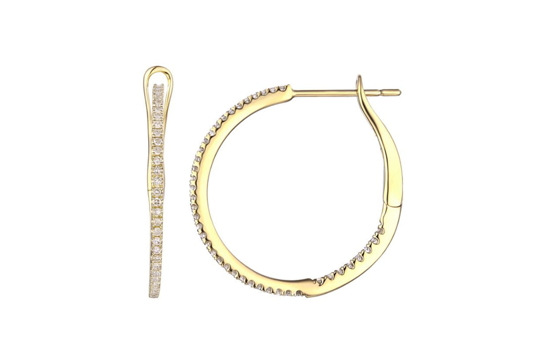 Earrings 14kt Gold Round Hoops &amp; Diamonds - Diamond Tales Fine Jewelry