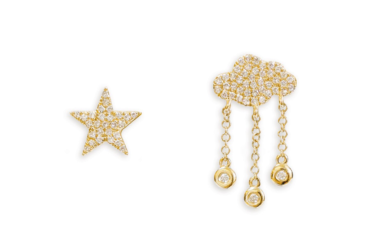 Earrings 14kt Gold Star &amp; Cloud Studs - Diamond Tales Fine Jewelry