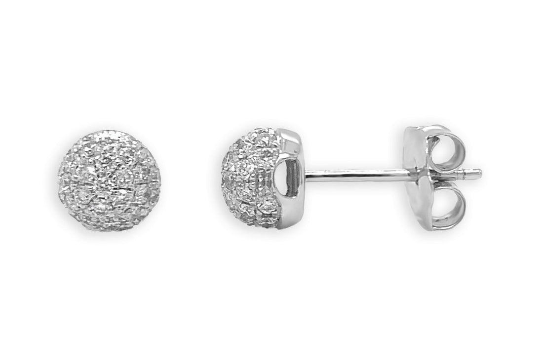 Earrings 18kt Gold 0.43 cts Diamonds Ball Studs - Diamond Tales Fine Jewelry