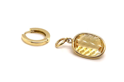 Earrings 18kt Gold Detachable Citrine Drop - Diamond Tales Fine Jewelry