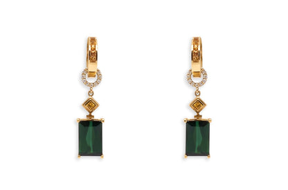 Earrings 18kt Gold Detachable Green Tourmalines Sapphires &amp; Diamonds - Diamond Tales Fine Jewelry