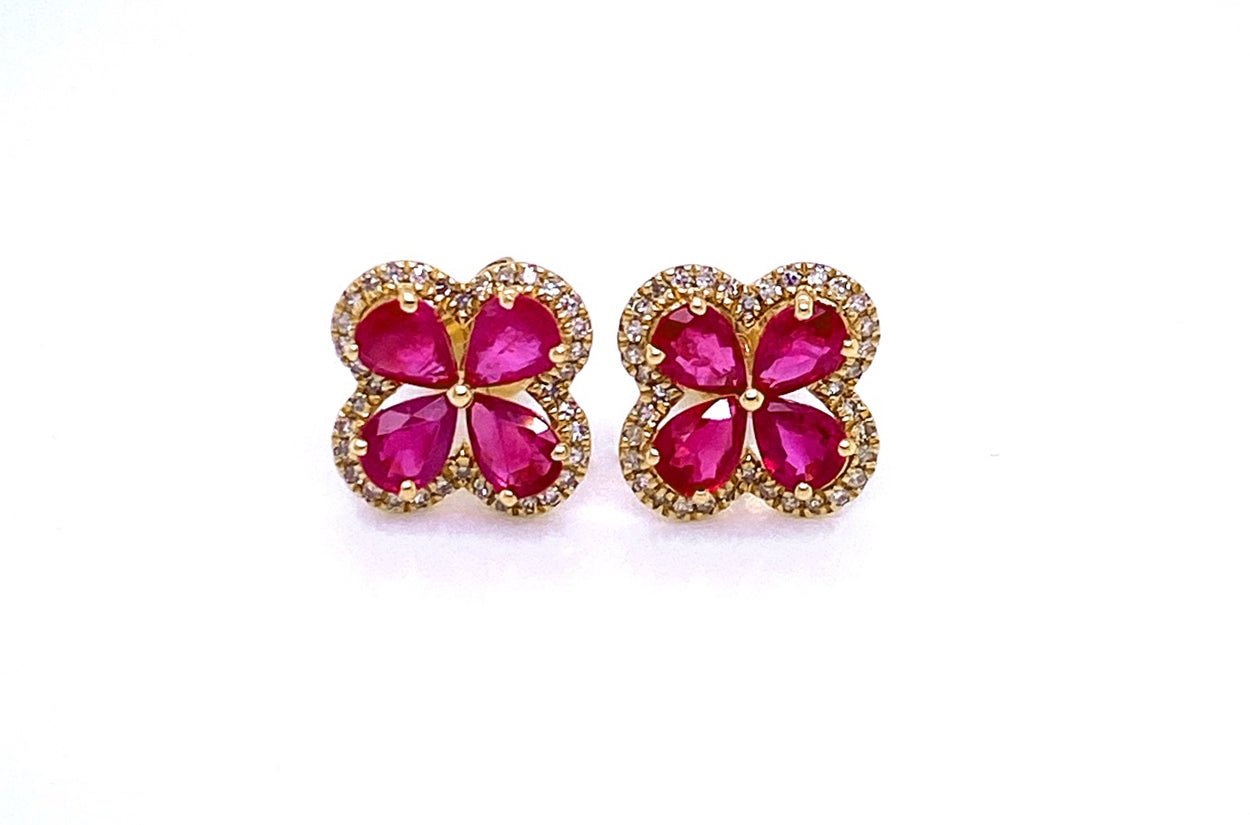 Earrings Flowers 4 petals in 18kt Gold | Diamond Tales Fine Jewelry