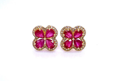 Earrings Flowers 4 petals in 18kt Gold | Diamond Tales Fine Jewelry