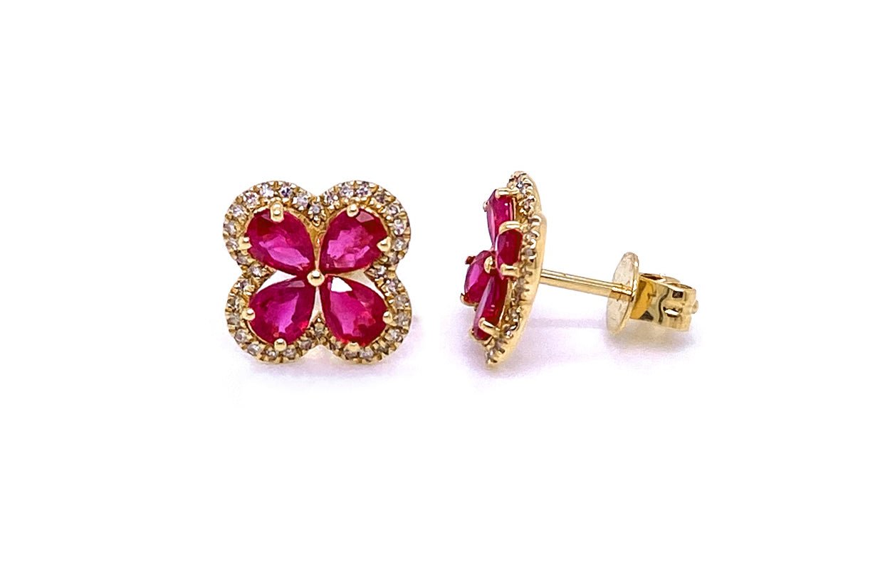 Earrings Flowers 4 petals in 18kt Gold | Diamond Tales Fine Jewelry