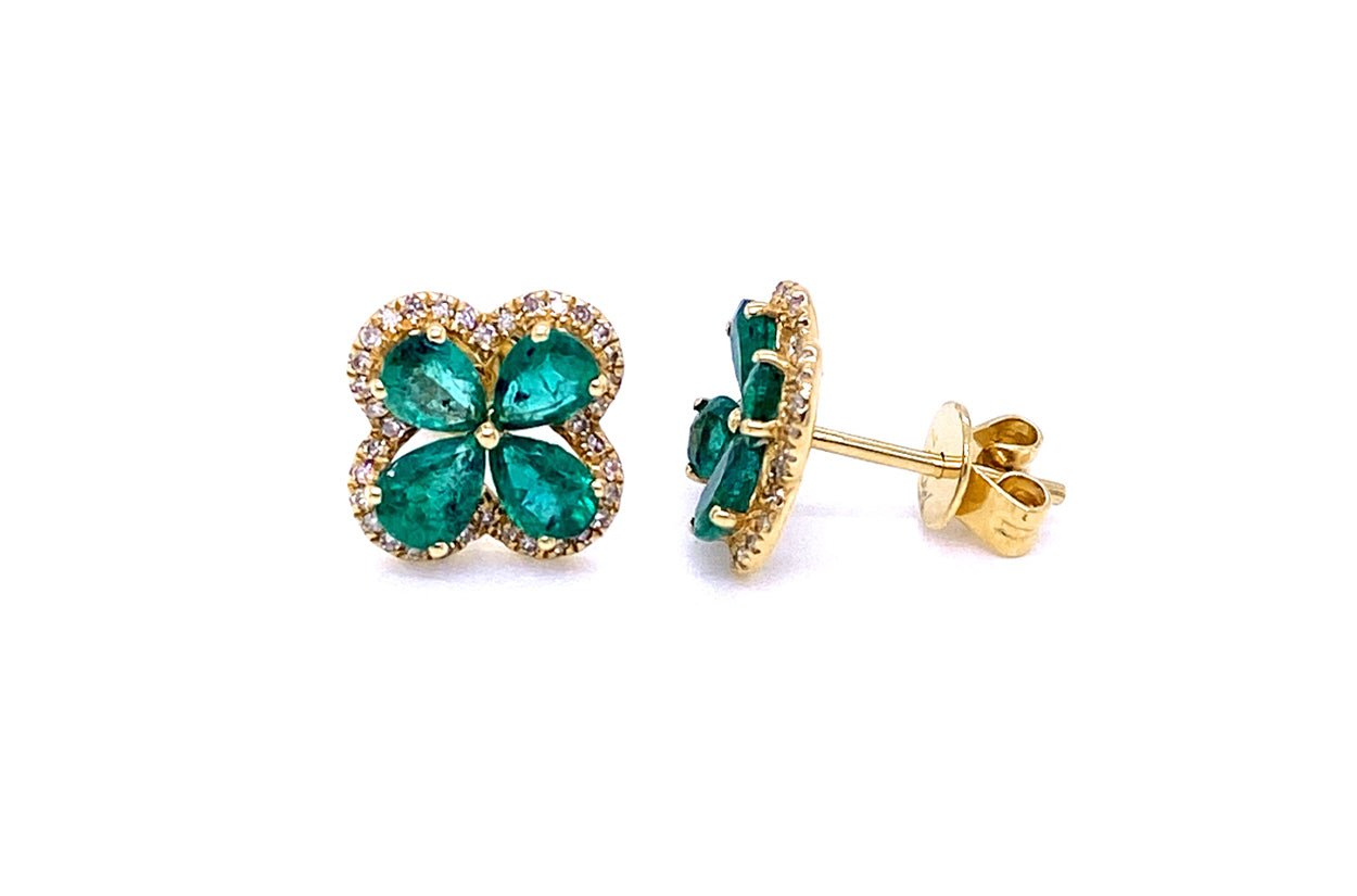 Earrings Flowers 4 petals in 18kt Gold | Diamond Tales Fine Jewelry