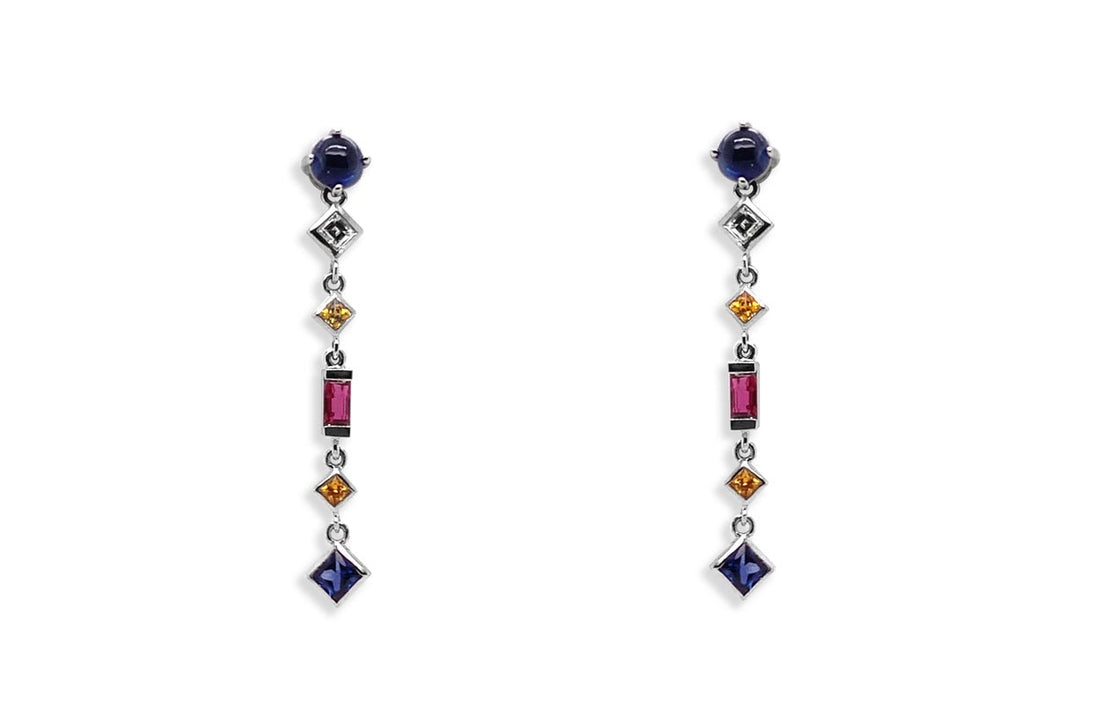 Earrings 18kt Gold Gemstone Drops &amp; Diamonds - Diamond Tales Fine Jewelry