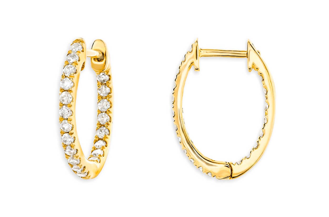 Earrings 18kt Gold Hoops &amp; Inside Out Diamonds - Diamond Tales Fine Jewelry