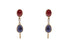 Earrings 18kt Gold Iolite & Tourmaline Chain Studs Drop - Diamond Tales Fine Jewelry