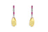 Earrings 18kt Gold Lemon Citrine Briolettes with Pink Sapphires & Diamonds - Diamond Tales Fine Jewelry