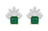 Earrings 18kt Gold Square Emerald & Marquise Illusion Diamonds - Diamond Tales Fine Jewelry