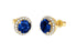 Earrings 18kt Round Sapphire & Diamonds Halo - Diamond Tales Fine Jewelry