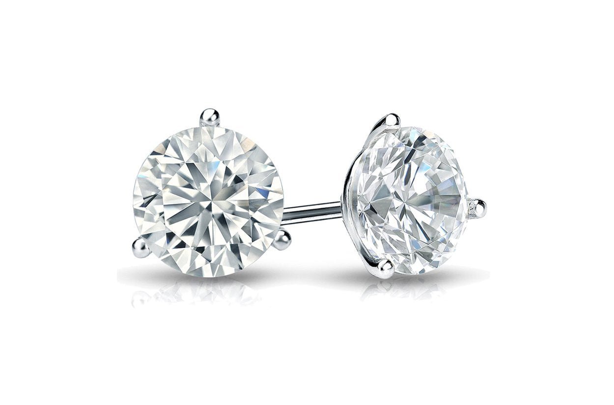 Earrings 2.12 cts Natural Round Diamonds G I1 Platinum Studs