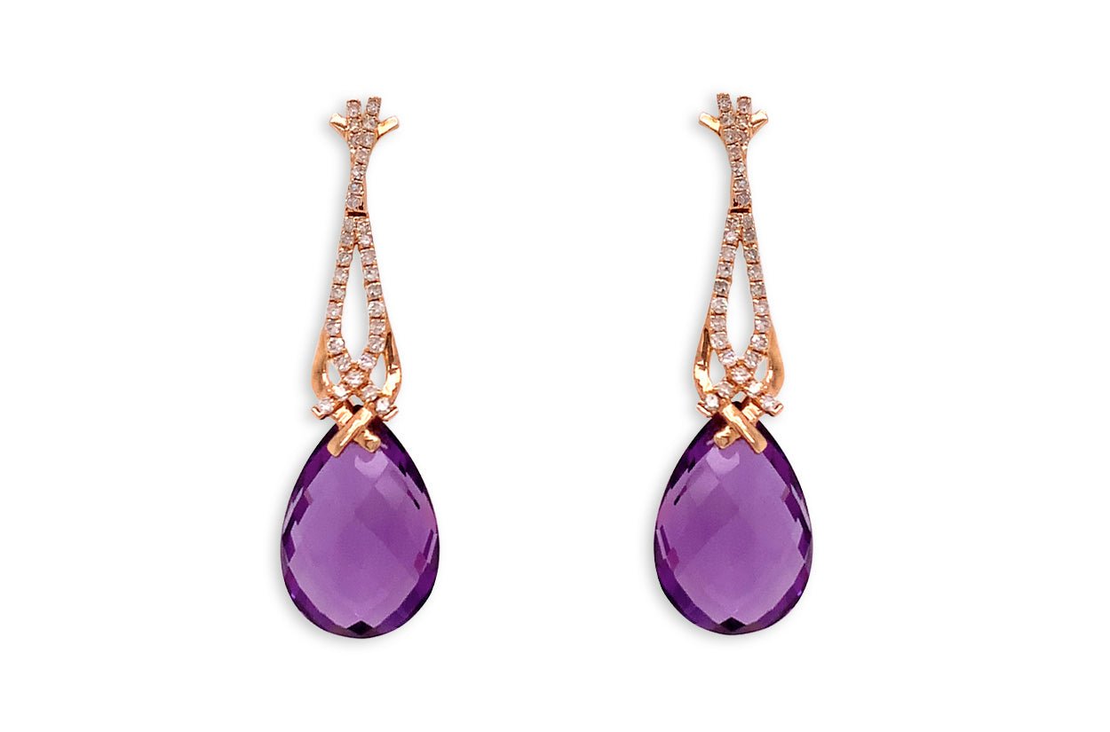 Earrings Amethyst Tear &amp; Diamonds - Diamond Tales Fine Jewelry