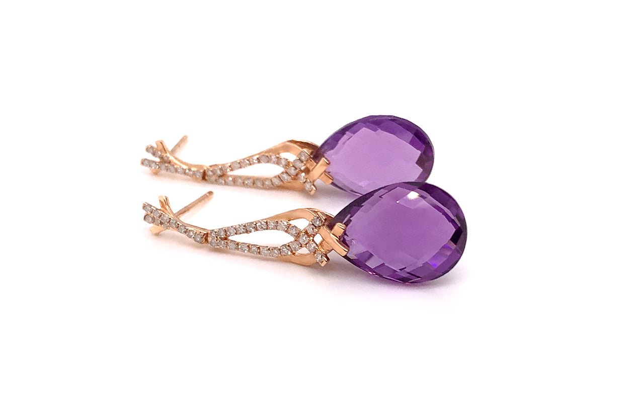 Earrings Amethyst Tear &amp; Diamonds - Diamond Tales Fine Jewelry