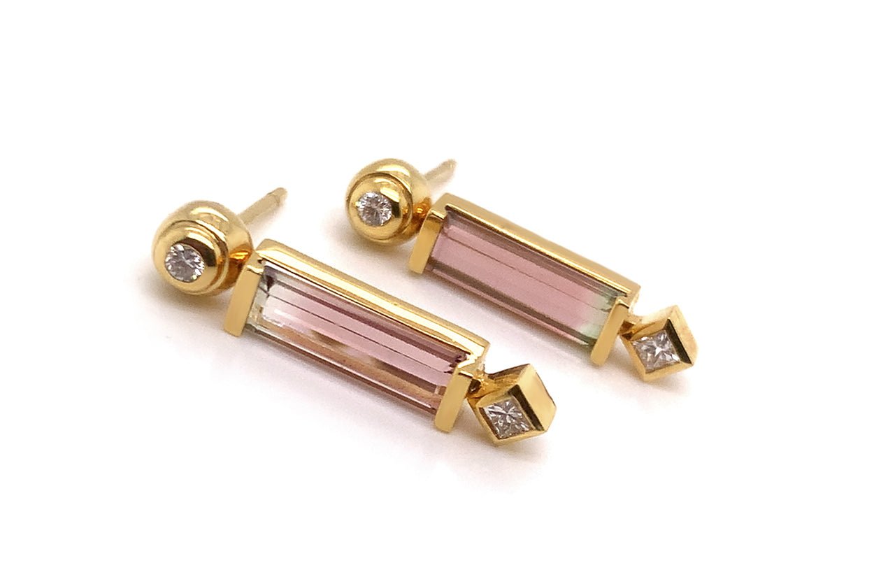 Earrings Bicolor Tourmaline &amp; Diamonds - Diamond Tales Fine Jewelry