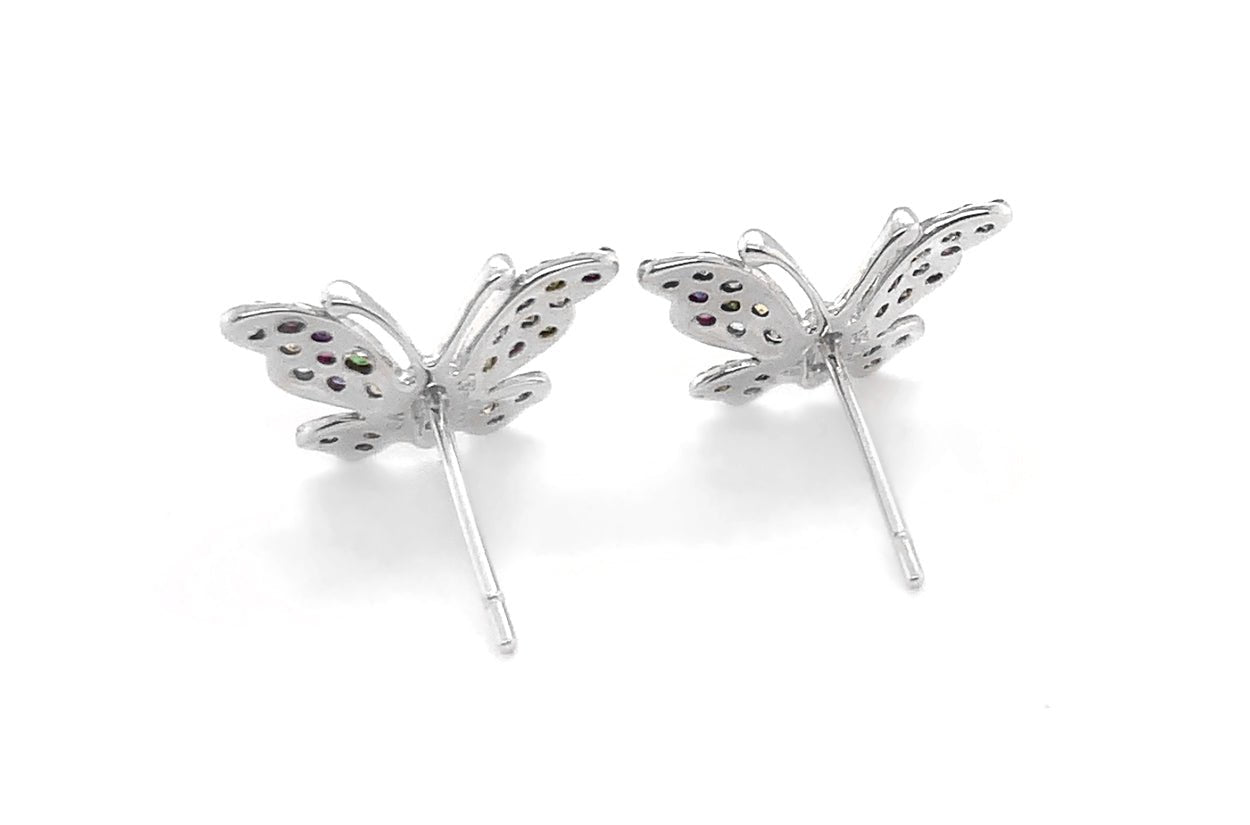 Earrings Butterfly 18kt Gold &amp; Multicolor Sapphires - Diamond Tales Fine Jewelry