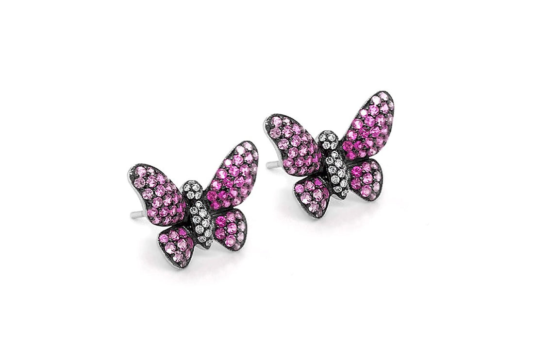 Earrings Butterfly Sapphire &amp; Diamonds in 18kt Gold - Diamond Tales Fine Jewelry