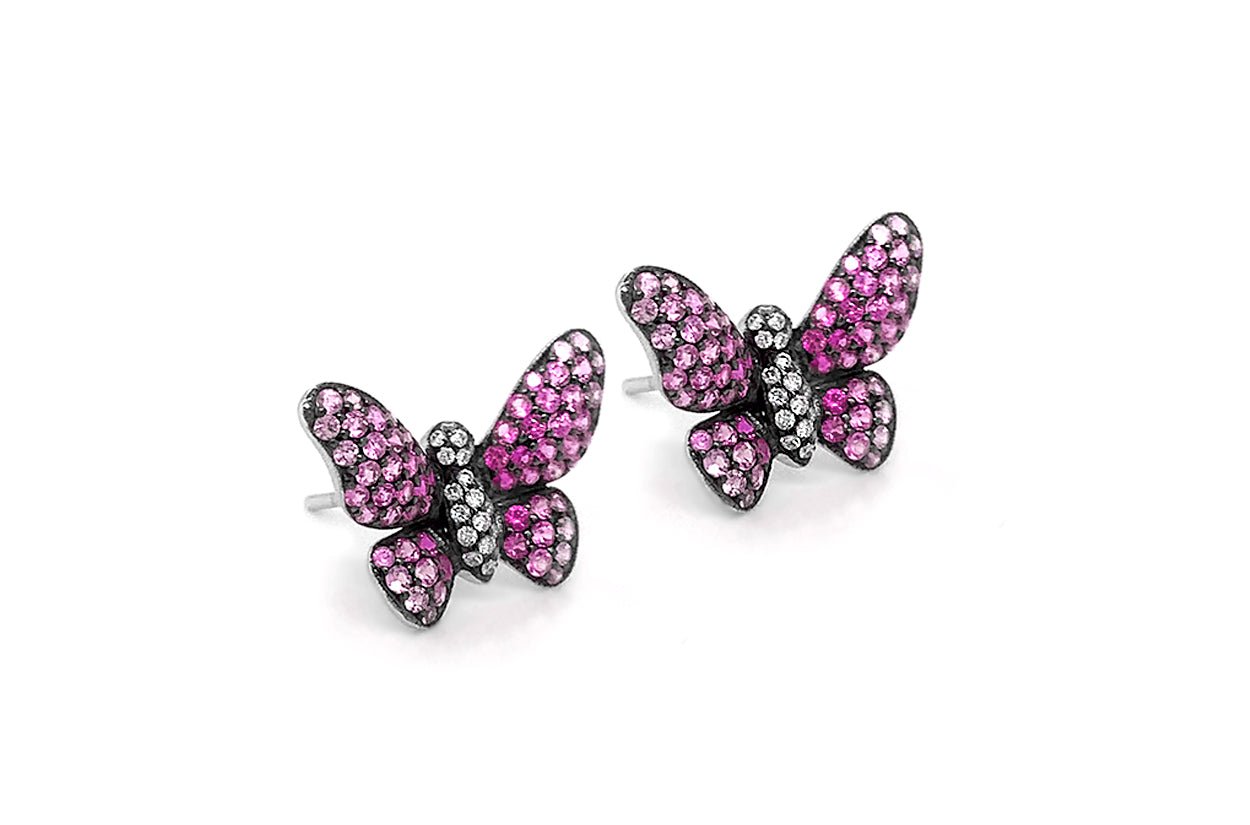 Earrings Butterfly Sapphire &amp; Diamonds in 18kt Gold - Diamond Tales Fine Jewelry