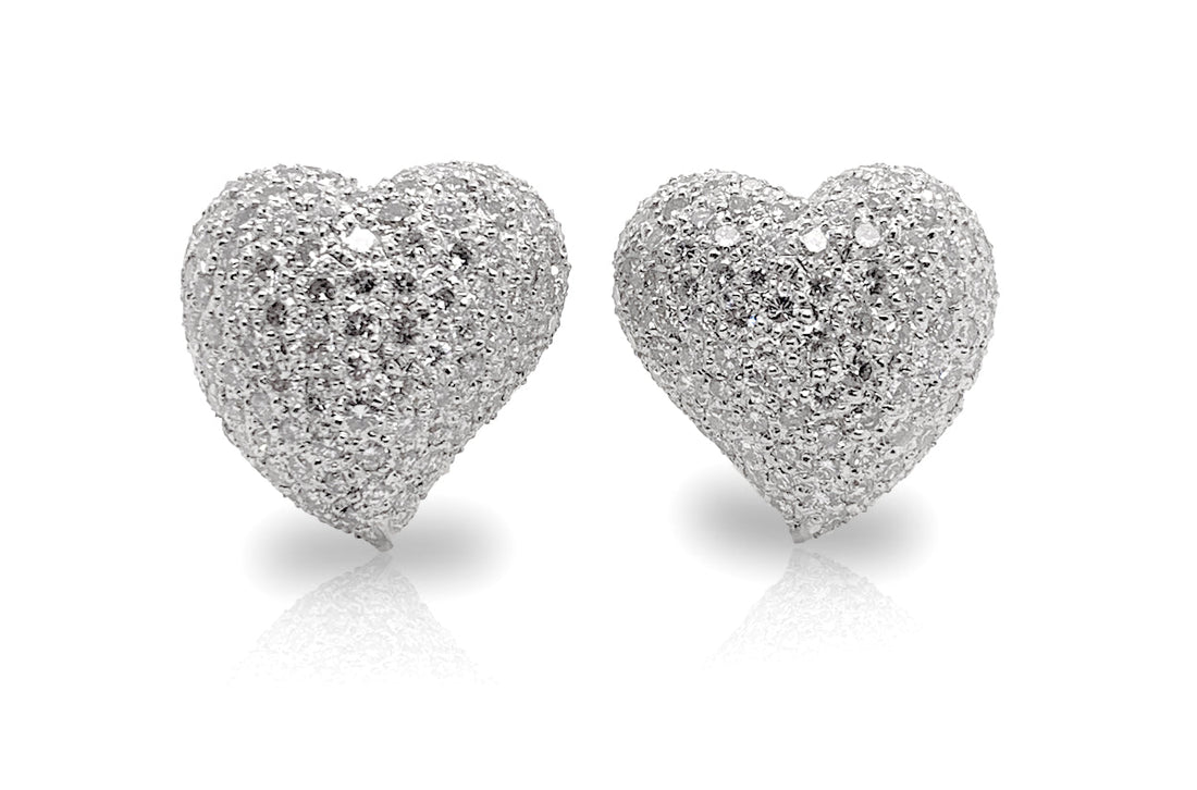 Earrings Clip Heart Shape 18kt Gold &amp; Diamonds - Diamond Tales Fine Jewelry