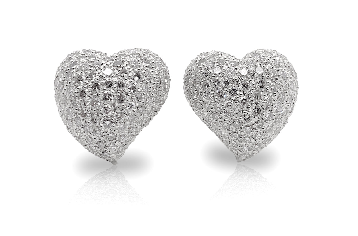 Earrings Clip Heart Shape 18kt Gold &amp; Diamonds - Diamond Tales Fine Jewelry