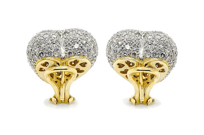 Earrings Clip Heart Shape 18kt Gold &amp; Diamonds - Diamond Tales Fine Jewelry