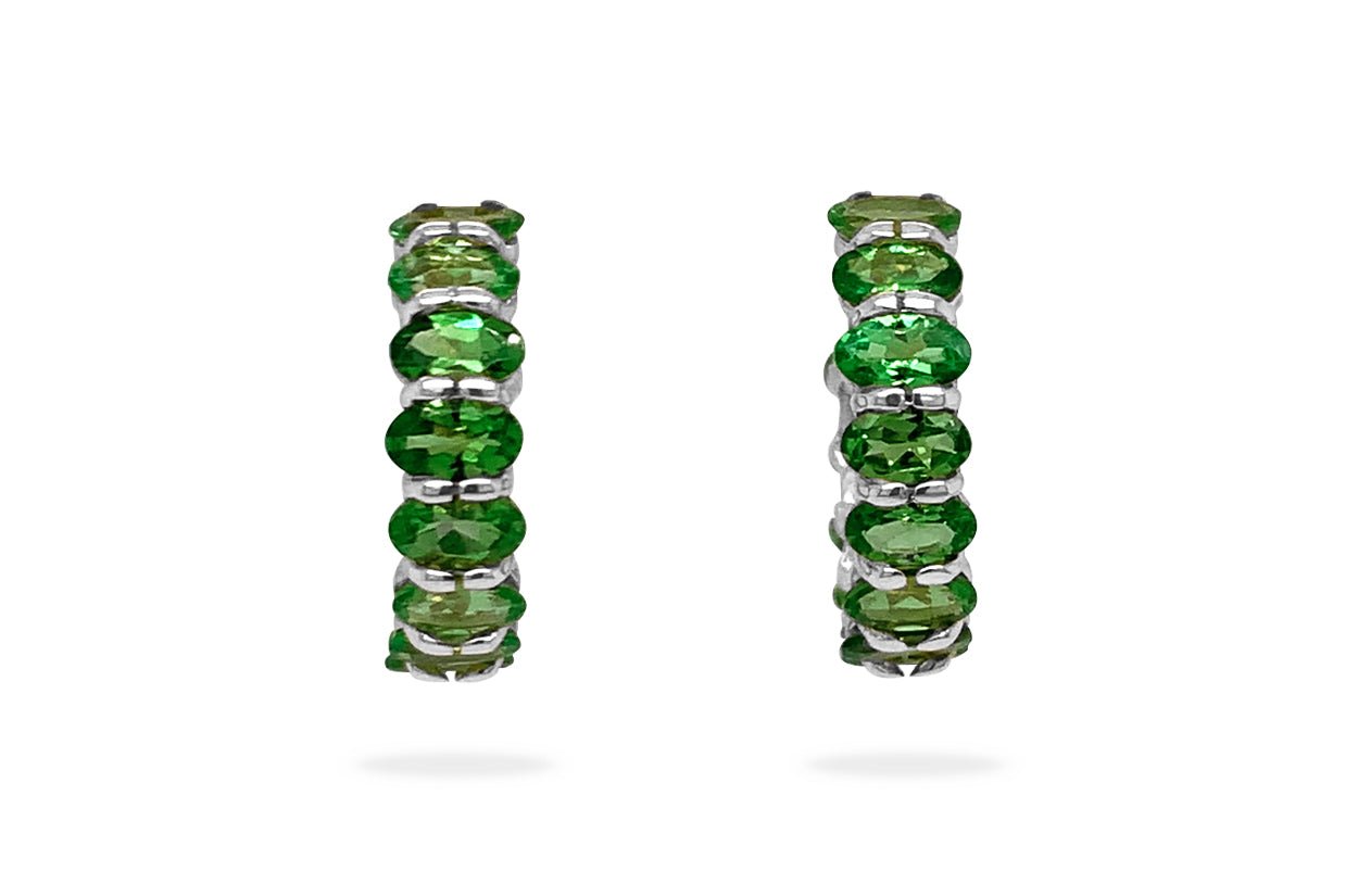 Earrings Hoops Oval Gemstones 18kt Gold - Diamond Tales Fine Jewelry