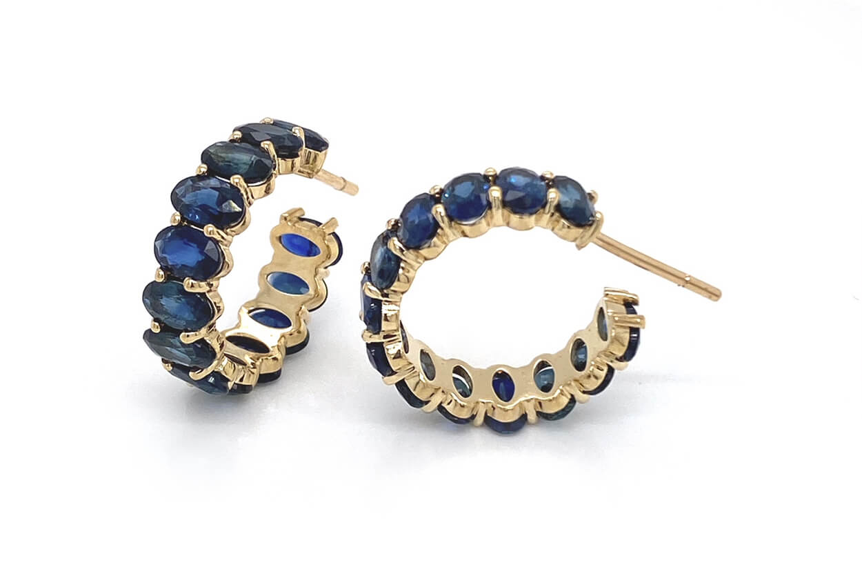 Earrings Hoops Oval Gemstones 18kt Gold - Diamond Tales Fine Jewelry