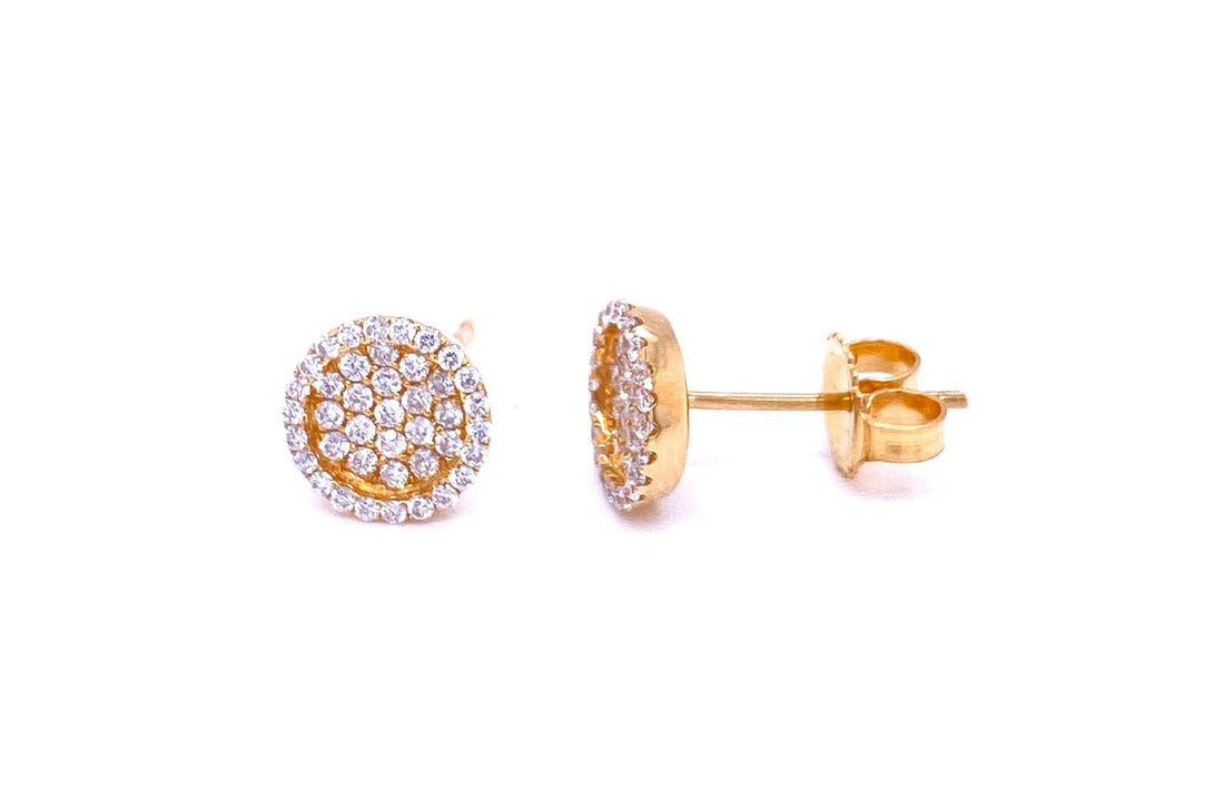 Earrings Stud Double Circle 18kt Gold &amp; Diamonds - Diamond Tales Fine Jewelry