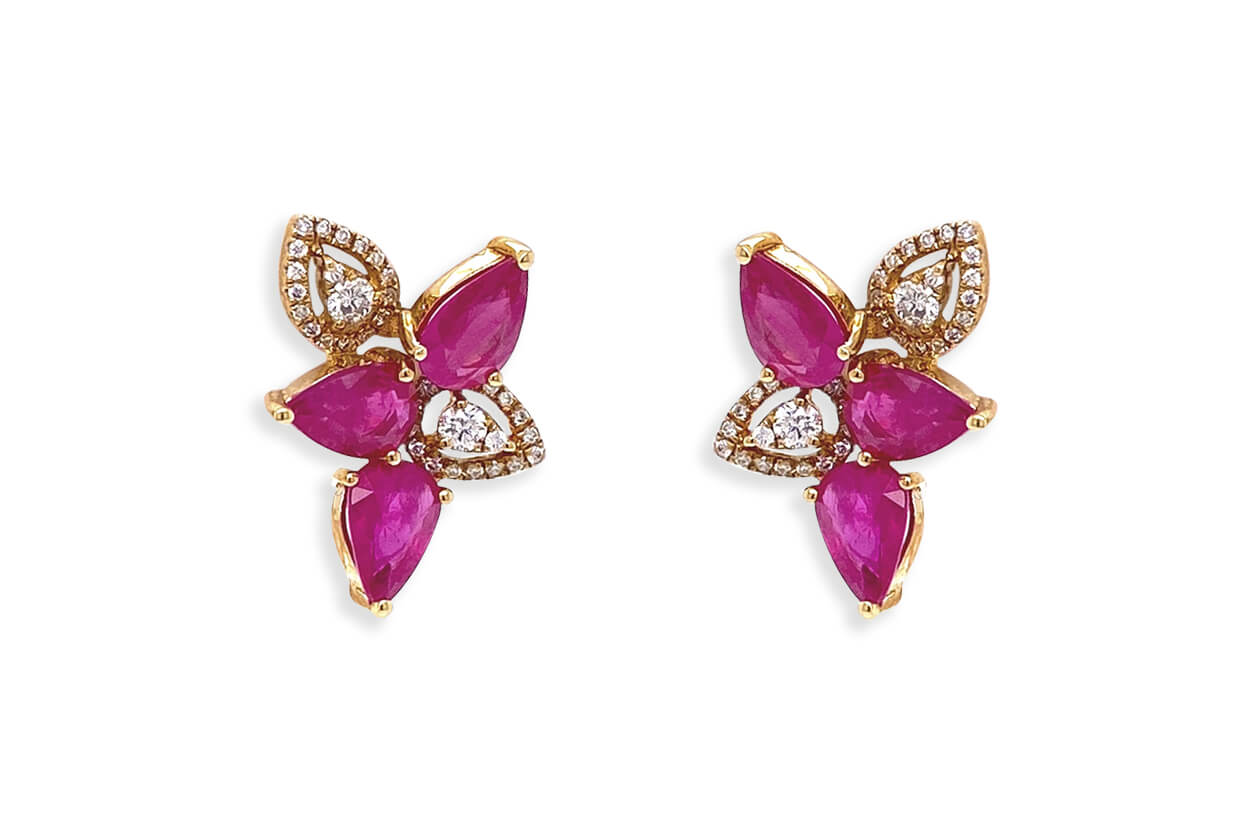 Earrings Wild Rubies &amp; Diamonds 18kt Gold - Diamond Tales Fine Jewelry