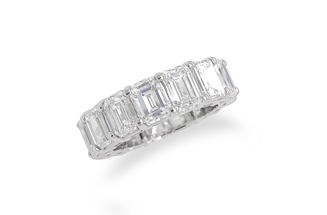 Eternity Ring 10.53 cts Emerald Cut Diamonds &amp; Platinum - Diamond Tales Fine Jewelry