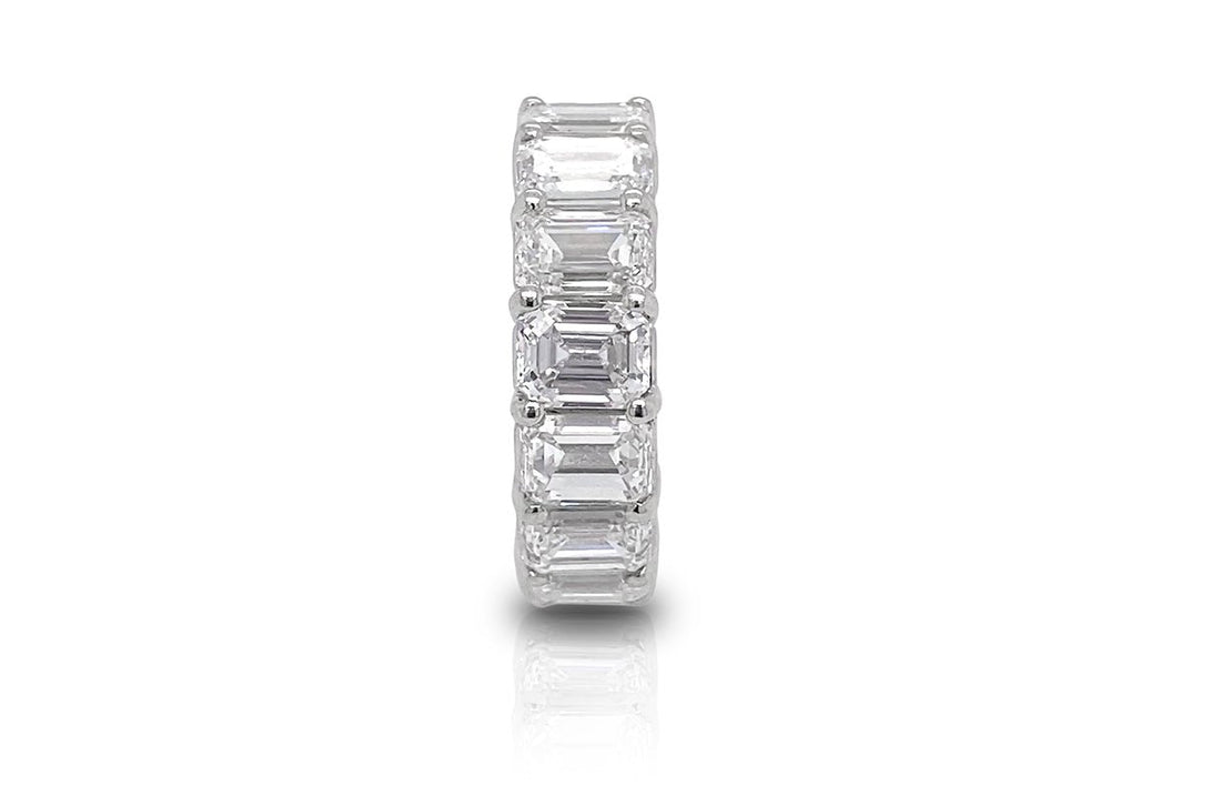 Eternity Ring 10.53 cts Emerald Cut Diamonds &amp; Platinum - Diamond Tales Fine Jewelry