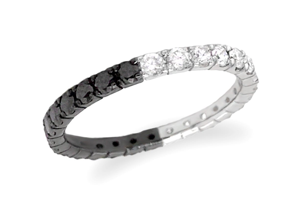 Eternity Ring 18kt Gold Black &amp; White Diamonds - Diamond Tales Fine Jewelry