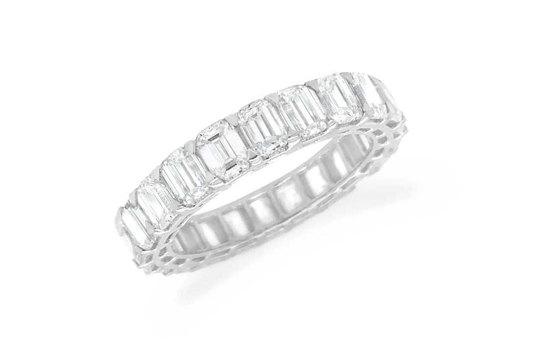 Eternity Ring 18kt White Gold &amp; Emerald Cut Diamonds 3.80 cts - Diamond Tales Fine Jewelry