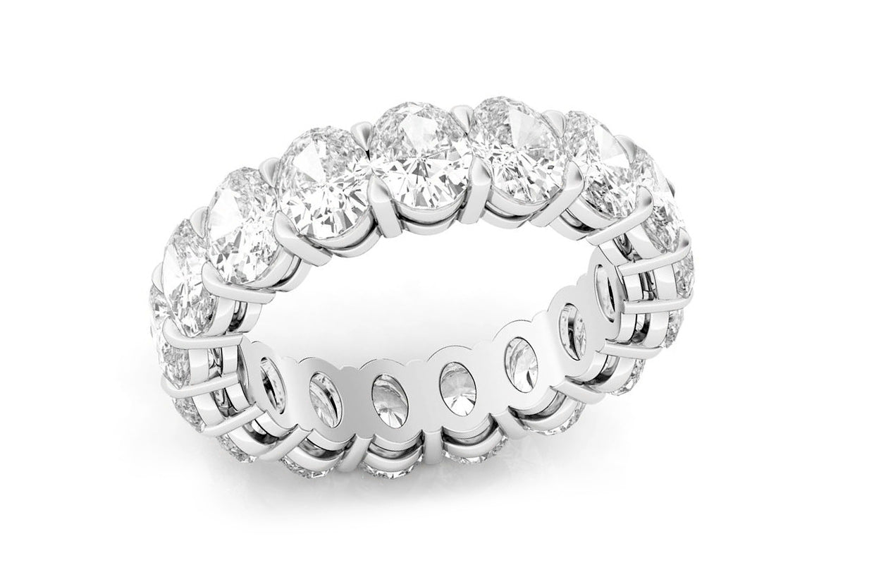 Eternity Ring 4.42 cts Oval Cut Diamonds &amp; Platinum - Diamond Tales Fine Jewelry
