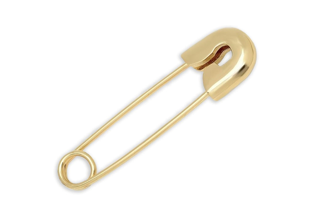 Kids 14kt Gold Solid Safety Pin - Diamond Tales Fine Jewelry