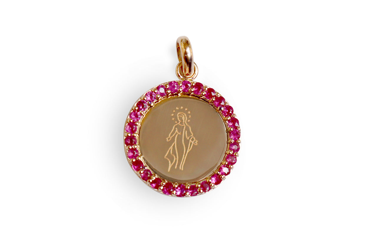 Medal Miraculous | Milagrosa Gold &amp; Pink Sapphires | Diamond Tales Fine Jewelry